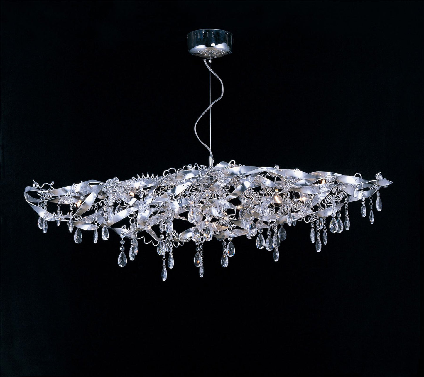 Diyas Fusion  Linear 10 Light G4 Polished Chrome/Crystal, NOT LED/CFL Compatible Ceiling Pendant Light Fitting