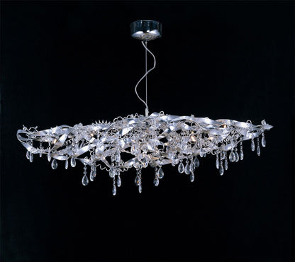 Diyas Fusion  Linear 10 Light G4 Polished Chrome/Crystal, NOT LED/CFL Compatible Ceiling Pendant Light Fitting