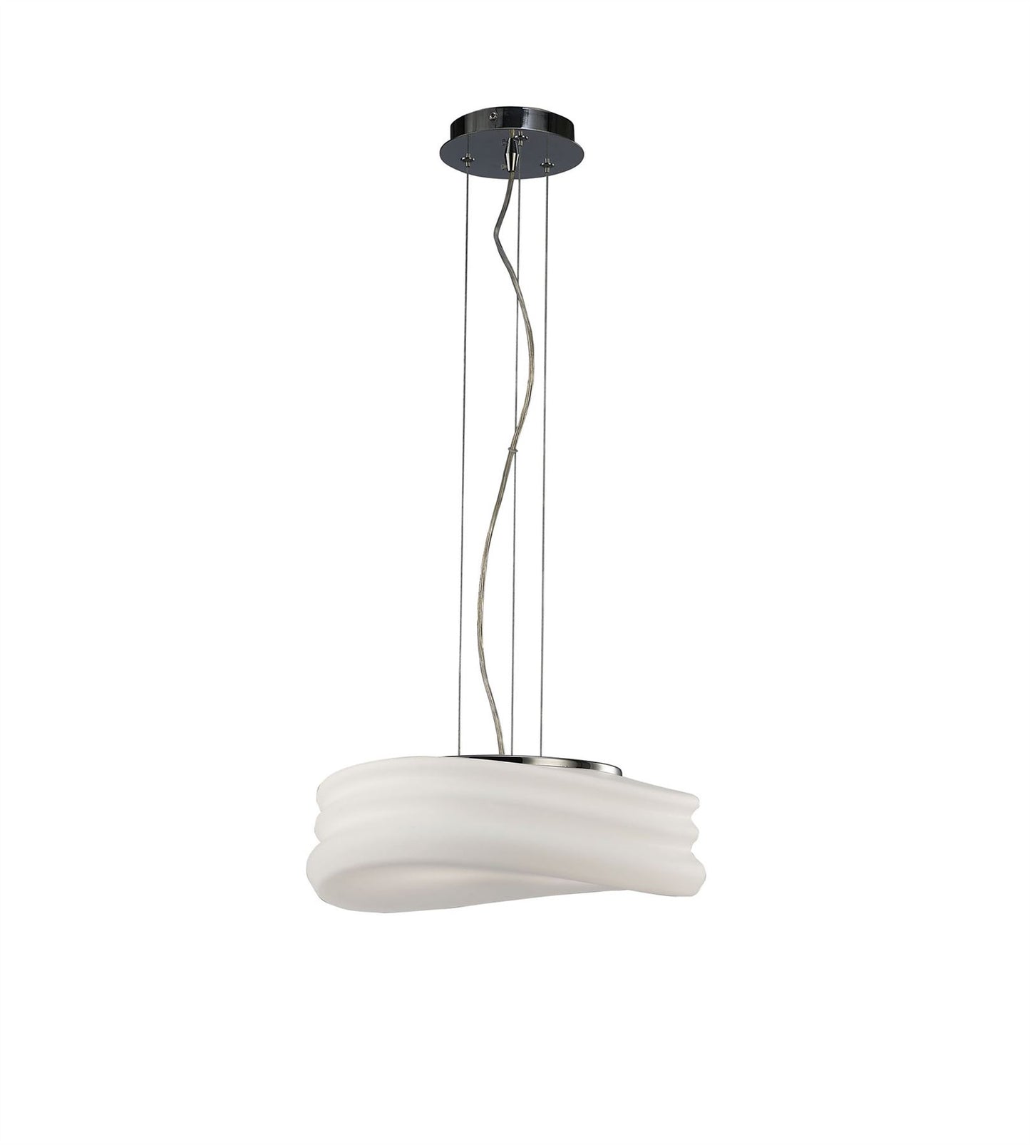 Mantra M3621 Mediterraneo Pendant 2 Light E27 Medium, Polished Chrome/Frosted White Glass