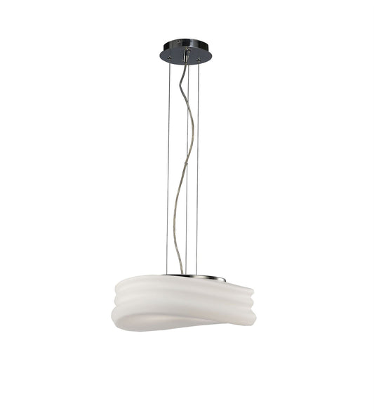 Mantra M3621 Mediterraneo Pendant 2 Light E27 Medium, Polished Chrome/Frosted White Glass