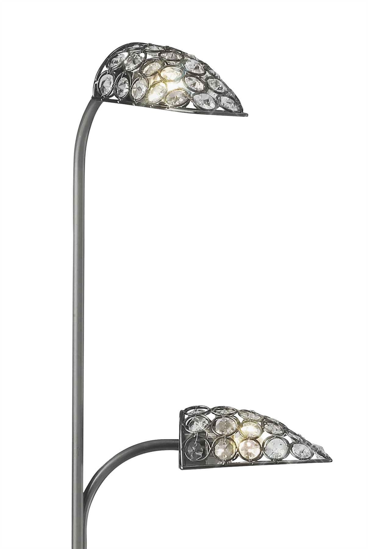Diyas Ashton Floor Lamp 2 Light G9 Satin Nickel/Crystal, NOT LED/CFL Compatible