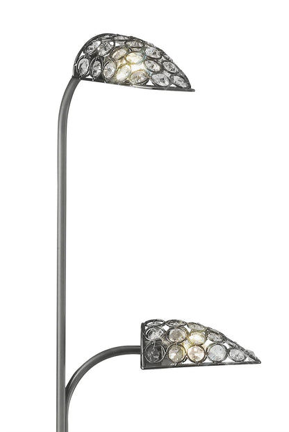 Diyas Ashton Floor Lamp 2 Light G9 Satin Nickel/Crystal, NOT LED/CFL Compatible