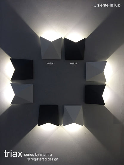 Mantra Fusion Triax Wall Light, 8W LED, 3000K, 750lm, IP54, Sand White, 3yrs Warranty