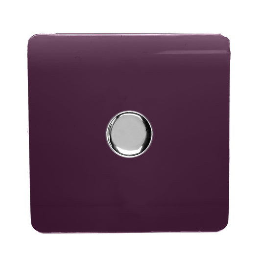 Trendi 1 Gang 2 Way 150w LED Dimmer Screwless 10 Amp Wall Light Switch in Plum Purple - ART-LDM150WPL