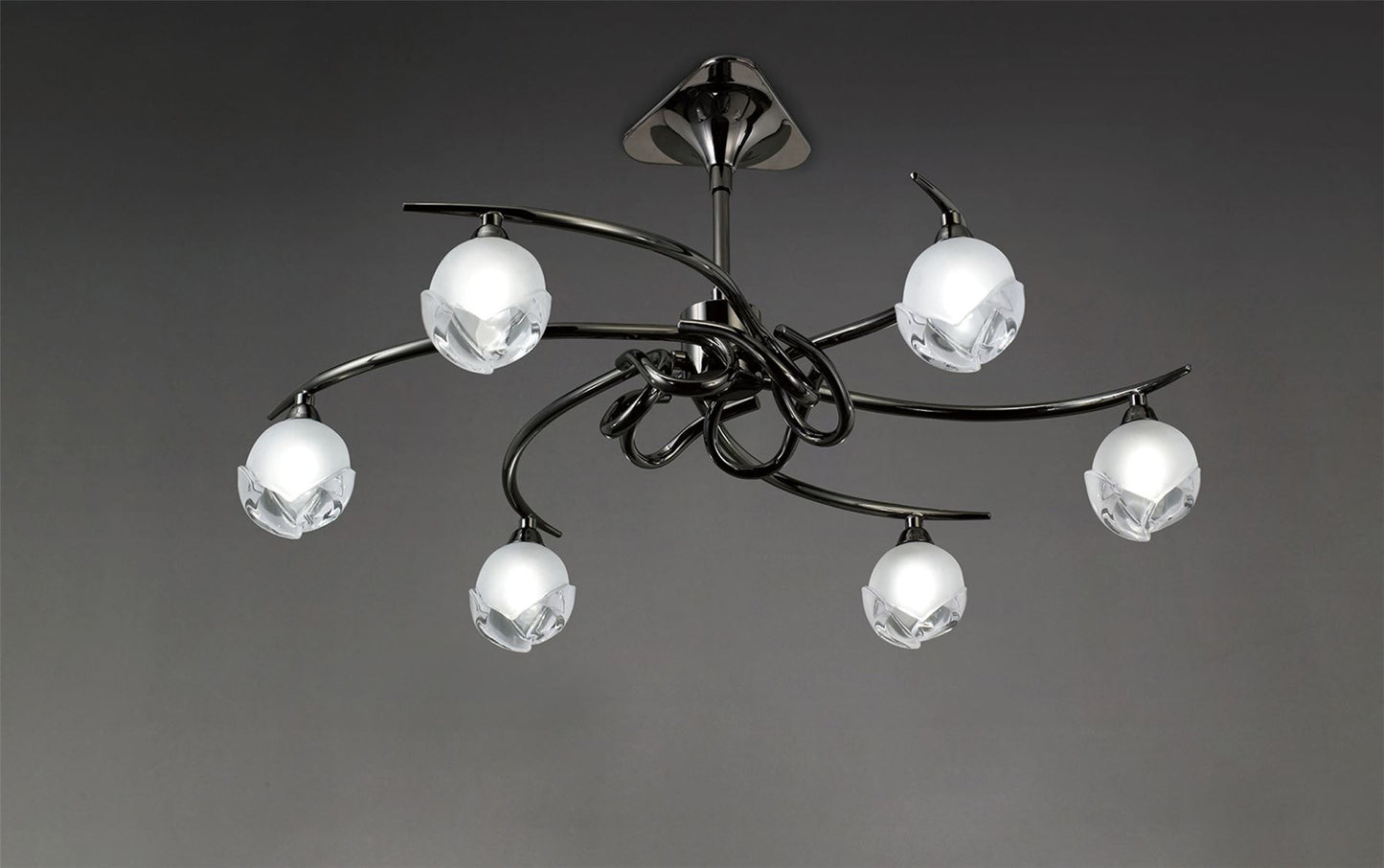 Mantra Fragma 69cm Telescopic Convertible To Semi Flush 6 Light G9, Black Chrome