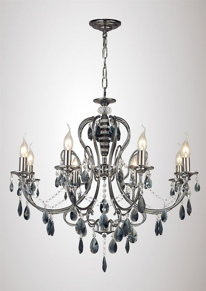 Diyas Luna 77cm Crystal  8 Light E14 Black Chrome/Crystal Ceiling Light Fitting