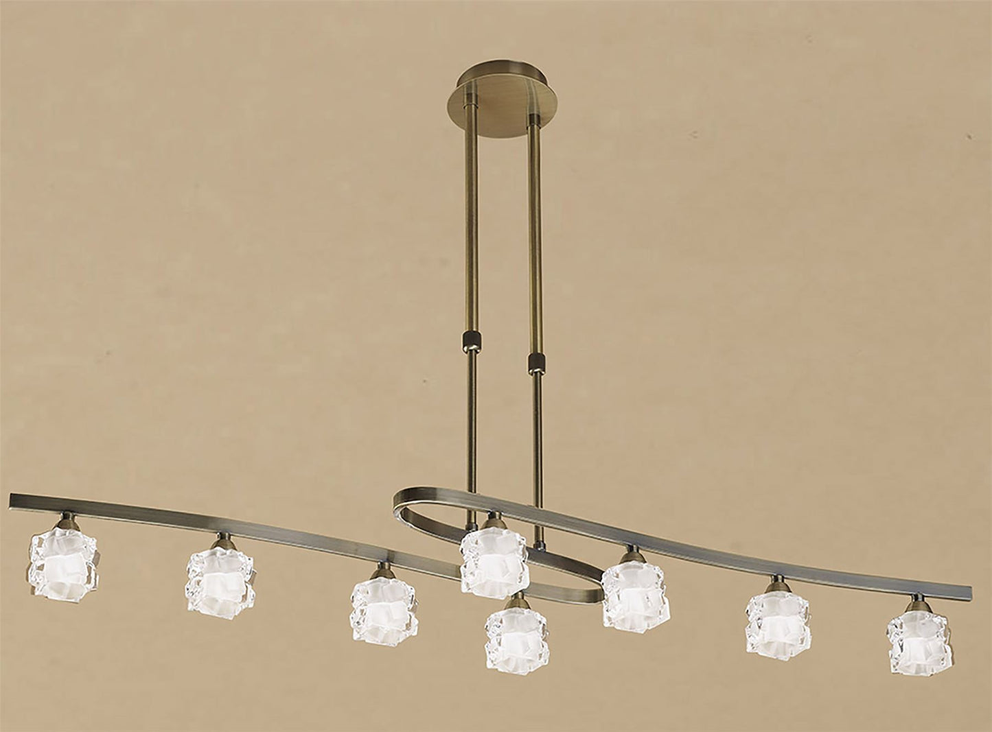 Mantra M1860 Ice Rectangular Telescopic 8 Light G9 ECO, Antique Brass