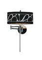 Mantra Manhattan Wall Light 1 Light E14 Swing Arm, Polished Chrome/Frosted Glass with Black Patterned Shade