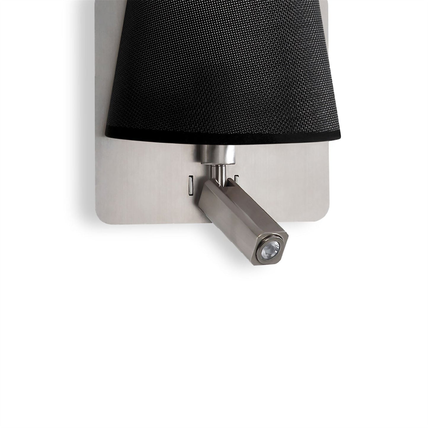 Mantra M5231 Bahia Wall Light with Large Back Plate 1 Light E27 + Reading Light 3W LED with Black Shade Satin Nickel 4000K, 200lm,, 3yrs Warranty