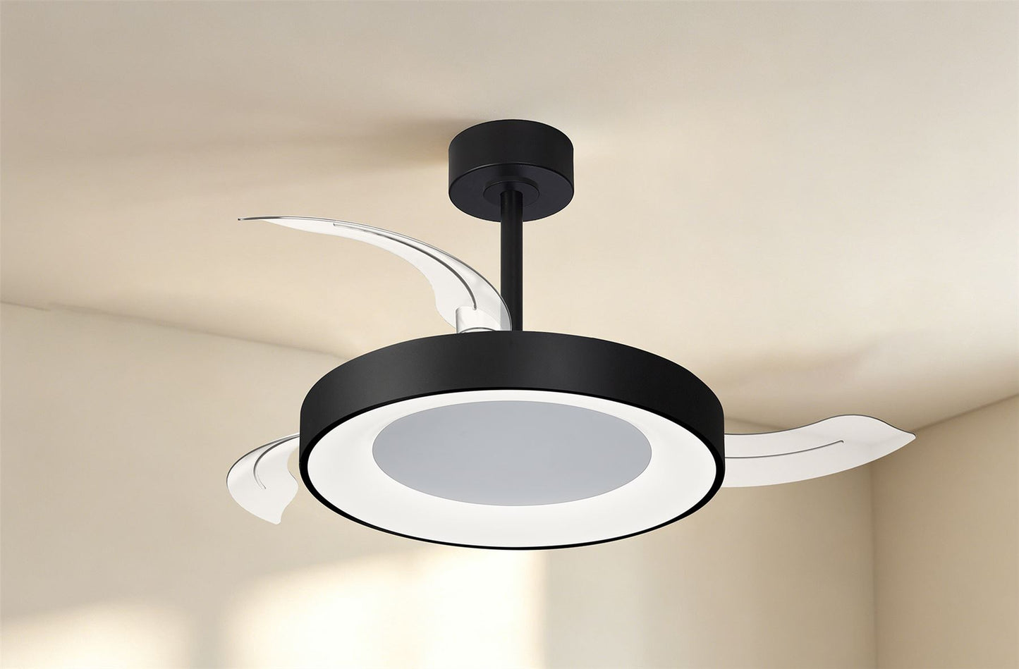 Niseko Fan S 40cm 45W LED Dimmable Ceiling Light With Built-In 25W DC Fan, 2700-5000K Remote Control, 5000lm, Black, 5yrs Warranty