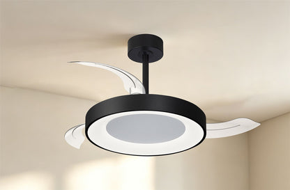 Niseko Fan S 40cm 45W LED Dimmable Ceiling Light With Built-In 25W DC Fan, 2700-5000K Remote Control, 5000lm, Black, 5yrs Warranty