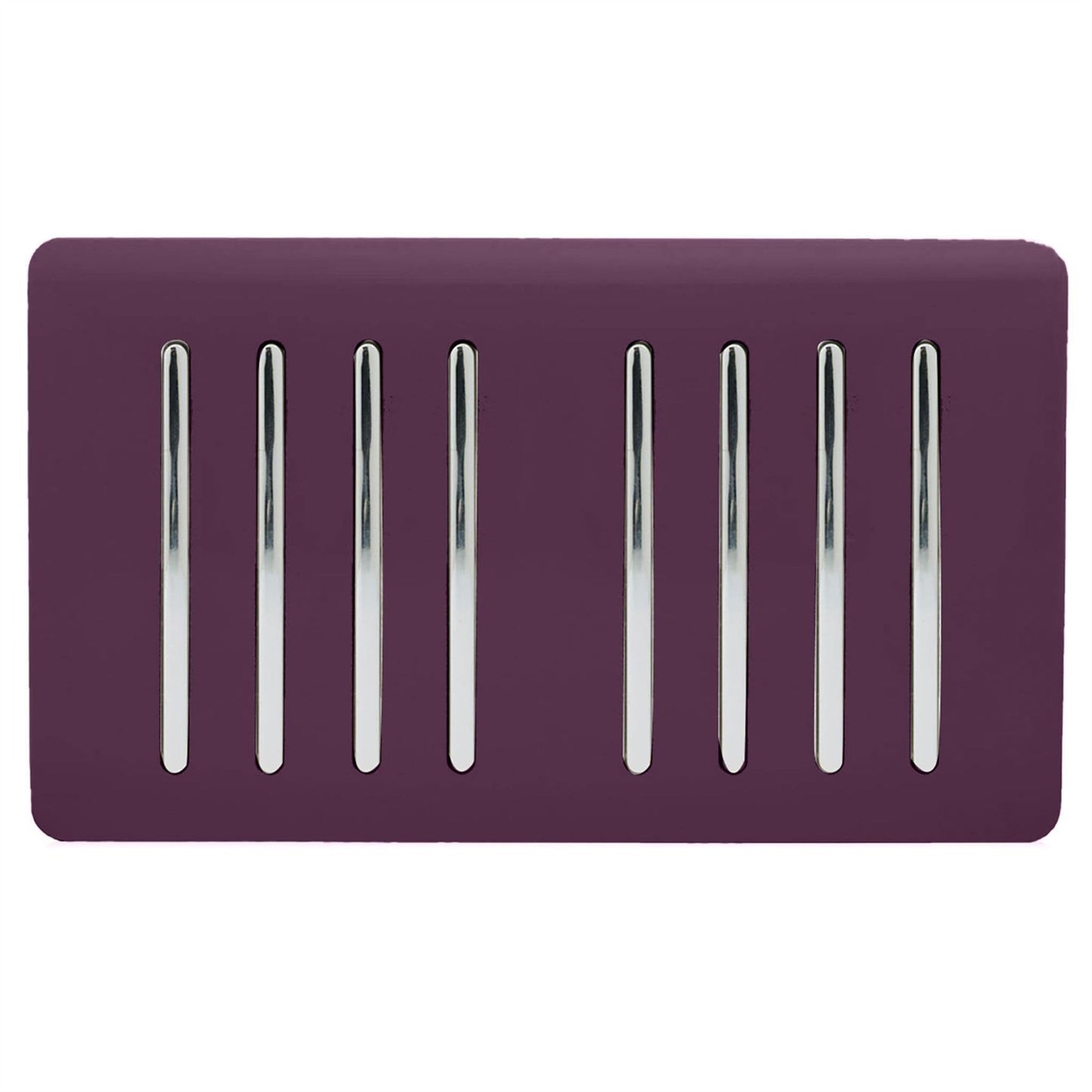 Trendi Artistic Modern Glossy 8 Gang 2 Way Rocker  Double Plate Tactile Light Switch Plum