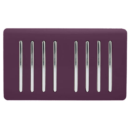 Trendi Artistic Modern Glossy 8 Gang 2 Way Rocker  Double Plate Tactile Light Switch Plum
