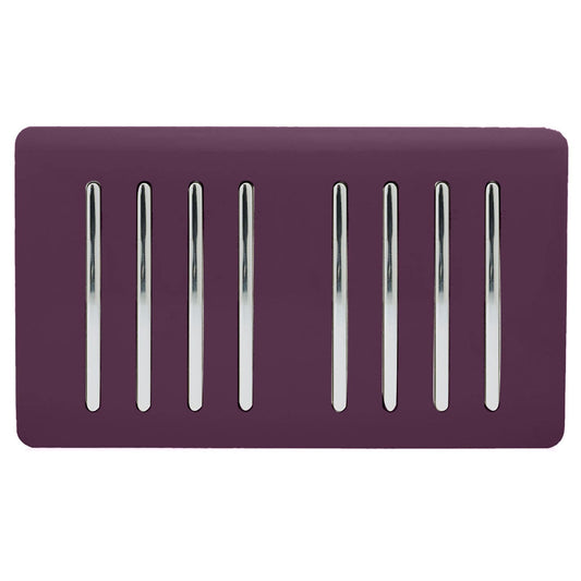 Trendi Artistic Modern Glossy 8 Gang 2 Way Rocker  Double Plate Tactile Light Switch Plum