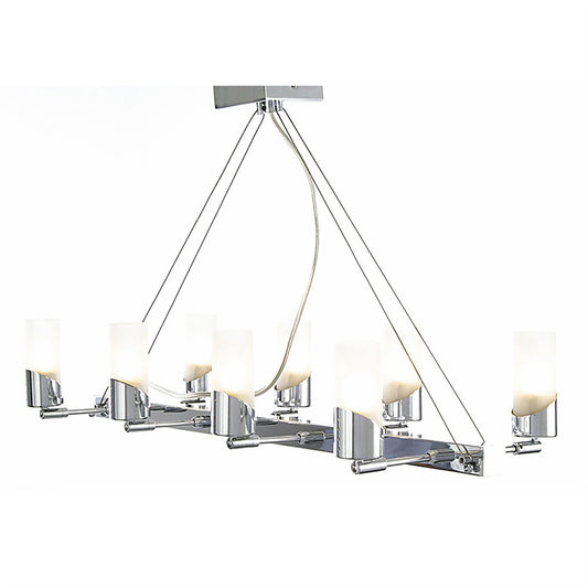 Diyas Kopus Rectangular  On Cable 8 Light G9 Polished Chrome/Frosted Glass Ceiling Pendant Light Fitting