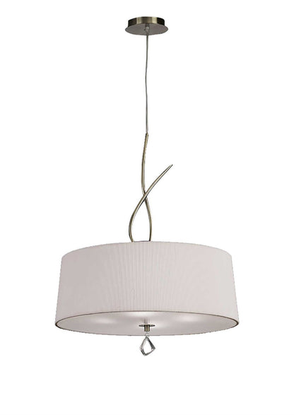Mantra Mara 55cm Pendant 4 Light E27 Round, Antique Brass with Ivory White Shade