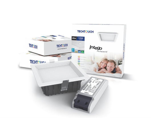 Techtouch Intego Pro Square Medium 26W Cool White 1490lm, Cut Out: 155x155mm, 3yrs Warranty Recessed