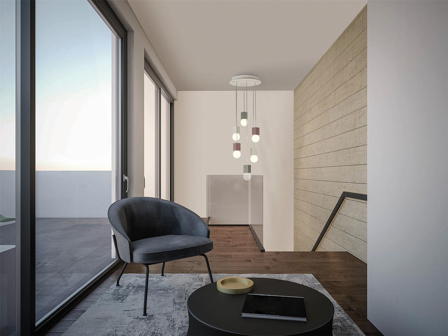 Mantra Galaxia 12cm Pendant Square, 1 Light E27, White/White Cement