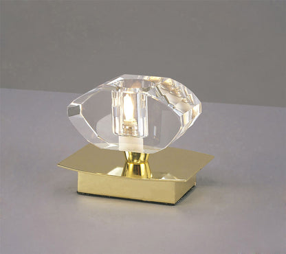 Mantra Alfa Small Crystal Table Lamp 1 Light G9, Polished Brass