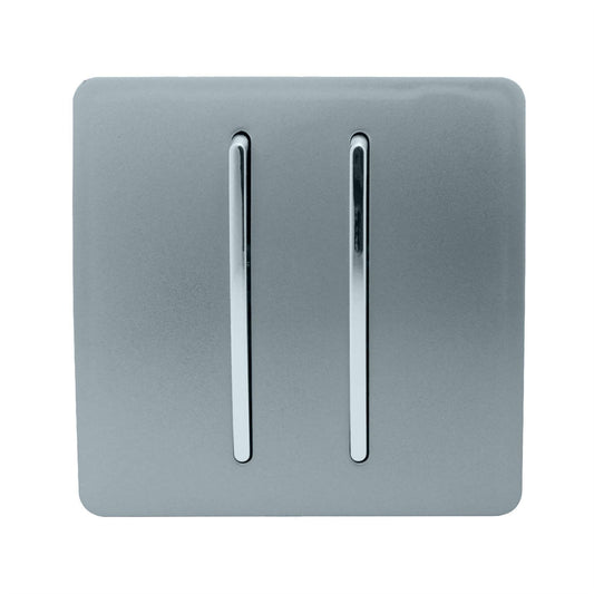 Trendi 2 Gang Artistic Modern Glossy Tactile Home Automation Switch Cool Grey