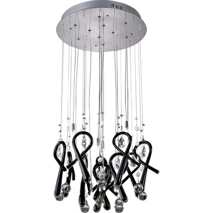 Diyas Class 45cm  Round 10 Light G4 Polished Chrome/Black Glass/Crystal, NOT LED/CFL Compatible Ceiling Pendant Light Fitting