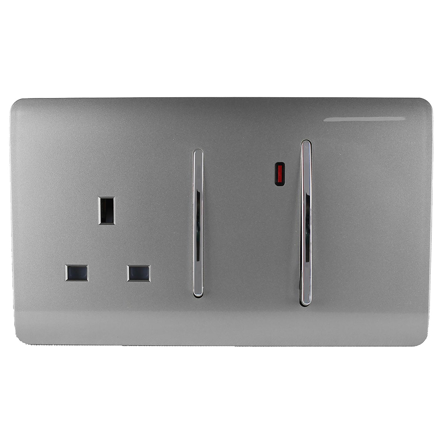 Trendi Artistic Modern Glossy 45 A Cooker Switch & Plug Socket Inc Neon Insert Light Grey