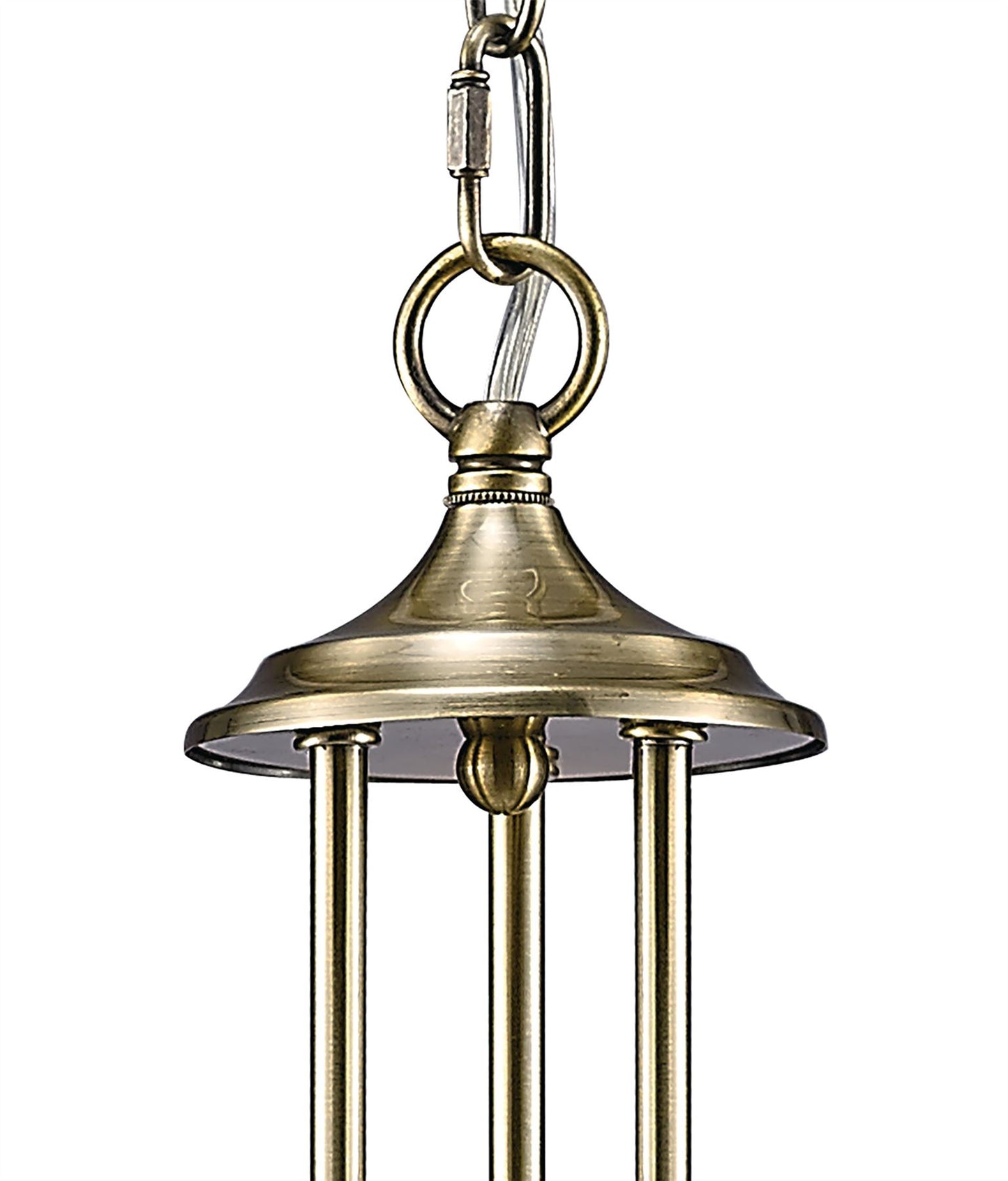 Diyas Chelsie 56cm  3 Light G9 Antique Brass/Clear Beaded Glass Ceiling Pendant Light Fitting