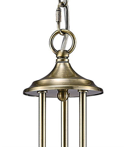 Diyas Chelsie 56cm  3 Light G9 Antique Brass/Clear Beaded Glass Ceiling Pendant Light Fitting