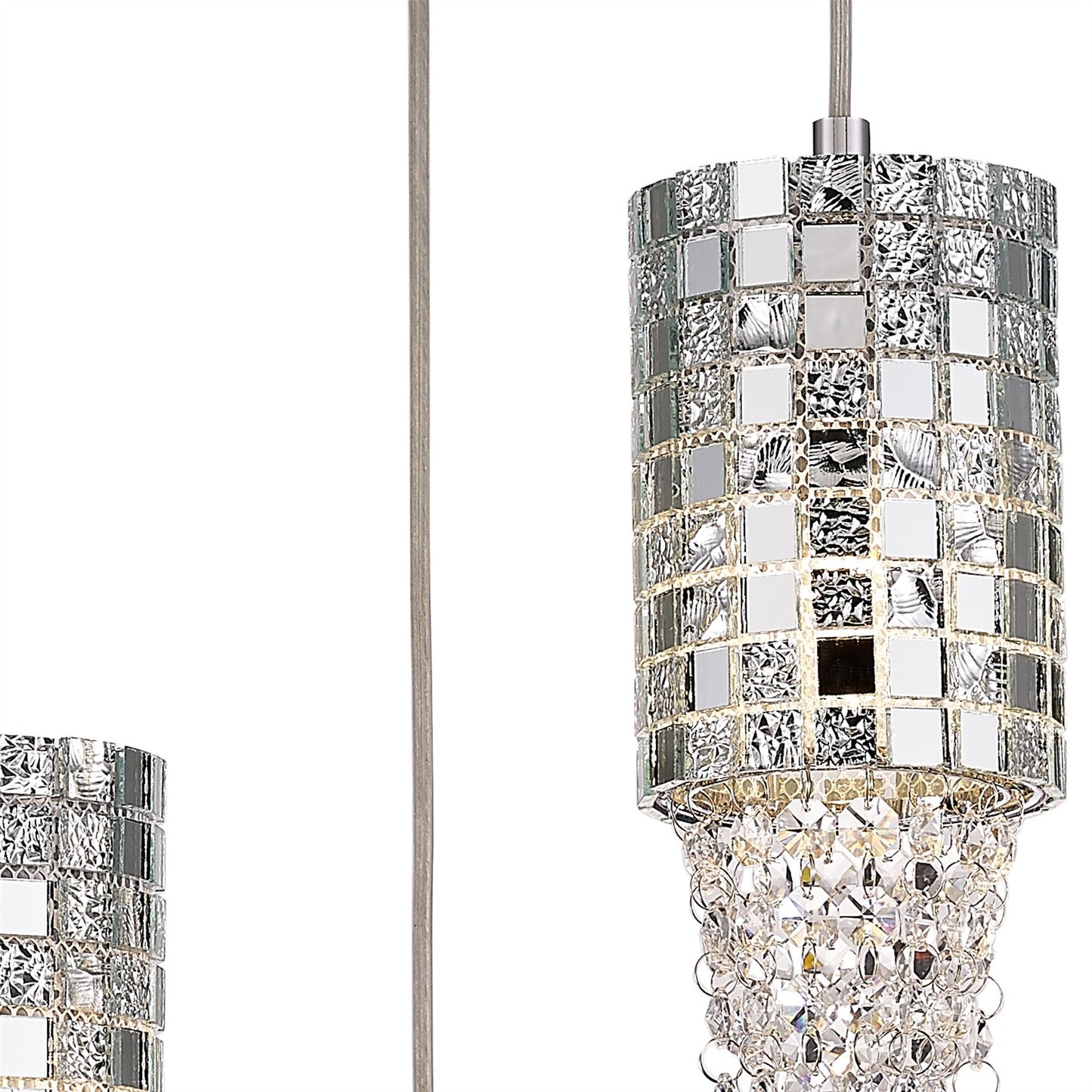 Diyas Camden 35cm  3 Light G9 Round Polished Chrome/Mosaic Glass/Crystal Ceiling Pendant Light Fitting