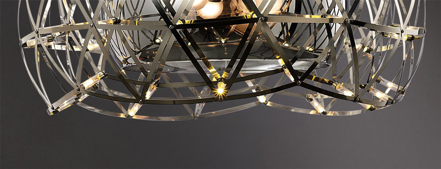 Diyas Atria 55cm  2 Light E27 with LEDs and Remote Control Stainless Steel Ceiling Pendant Light Fitting