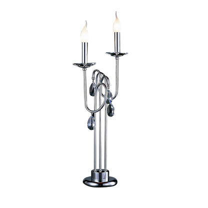 Diyas Danya Crystal Table Lamp 2 Light E14 Polished Chrome