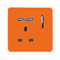 Trendi 1 Gang Artistic Modern Glossy 13 Amp 2x2.1mA USB Switched Tactile Orange