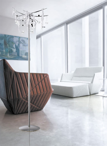 Diyas Cygnet Floor Lamp 6 Light G4 Polished Chrome/White Glass/Crystal, NOT LED/CFL Compatible Item Weight: 15kg