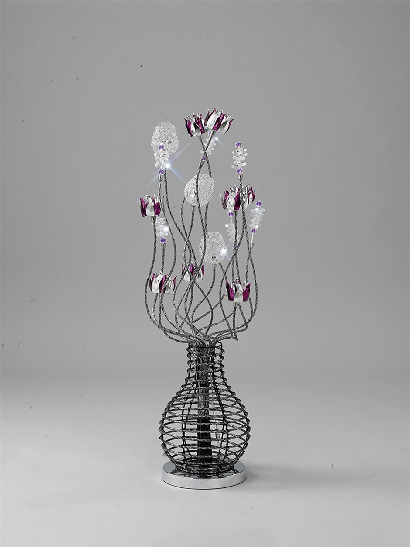 Diyas Home Viola Aluminium (DH) Viola Crystal Table Lamp 5 Light G4 Black/Purple/Chrome, NOT LED/CFL Compatible