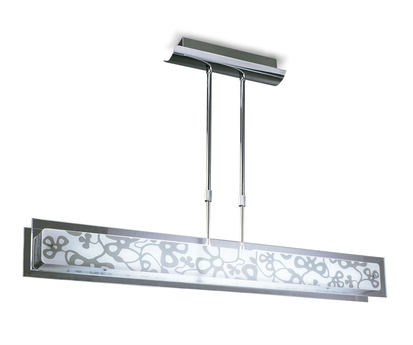 Mantra Euphoria Linear Pendant 2 Light T5, Polished Chrome, Opal White Glass, NOT LED, CFL Compatible