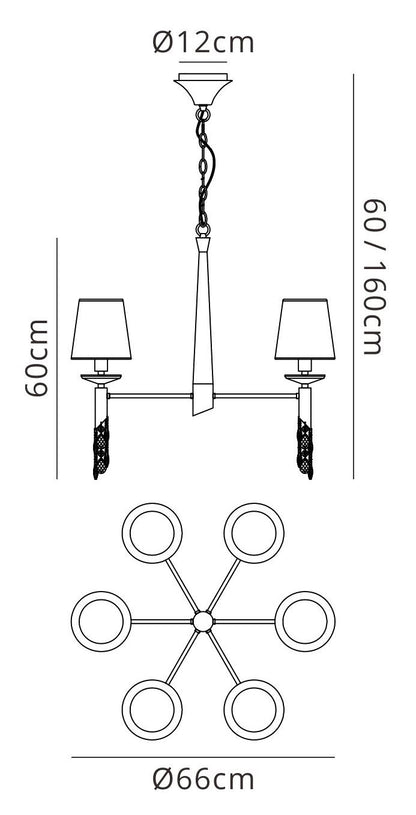 Mantra M3871 Tiffany Pendant 6+6 Light E14+G9, Antique Brass with Soft Bronze Shades & Clear Crystal