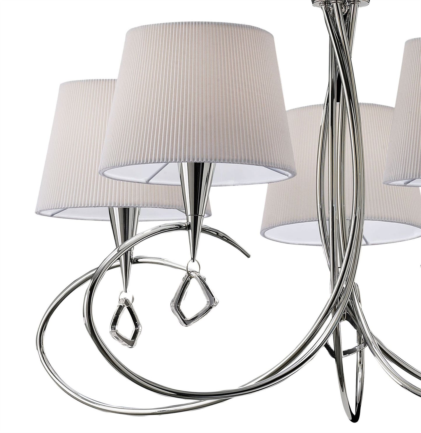 Mantra M1641 Mara Pendant 5 Light E14, Polished Chrome with Ivory White Shades