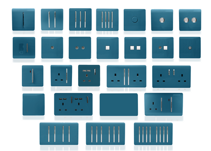Trendi 2 Gang Artistic Modern Glossy 13 Amp 2 x 3.1mA USB Switched Plug Socket Ocean Blue