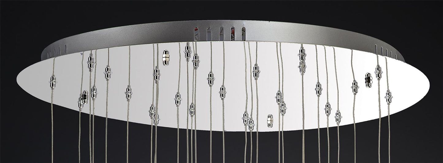 Diyas Aviva 68cm  Round 28 Light 4000K LED Polished Chrome/Crystal Ceiling Pendant Light Fitting