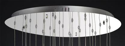 Diyas Aviva 68cm  Round 28 Light 4000K LED Polished Chrome/Crystal Ceiling Pendant Light Fitting