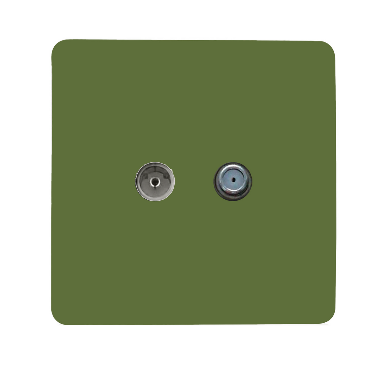 Trendi Switch Moss Green TV Coaxial & F-Type Satellite Socket - Screwless