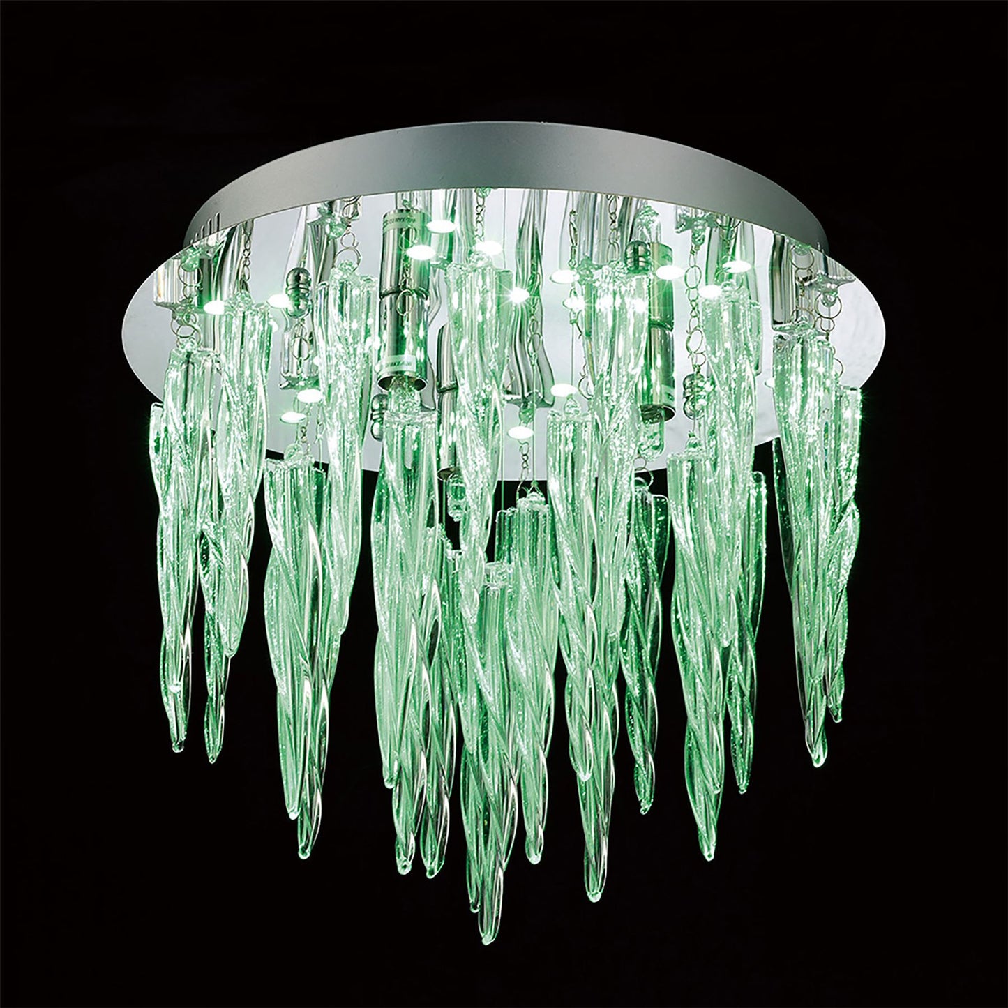 Diyas Tropez 30cm  3 Light G9 with RGB LEDs and Remote Control Polished Chrome/Glass Ceiling Light Fitting