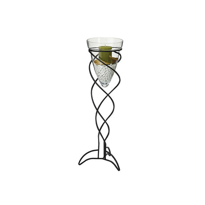 Diyas Home (DH) Tessa Cone Candle Holder 70CmBlack/Clear Glass Art
