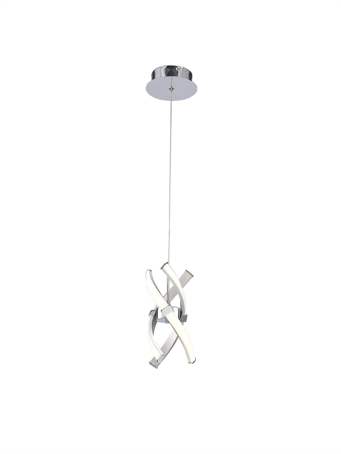 Mantra M5081 Espirales Pendant 1 Light 12W LED 3000K, 840lm, Silver/Frosted Acrylic/Polished Chrome, 3yrs Warranty