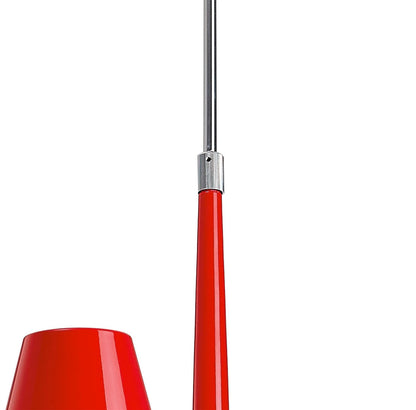 Mantra Ora 70cm Telescopic Convertible To Semi Flush 3 Light E27, Gloss Red/White Acrylic/Polished Chrome, CFL Lamps INCLUDED