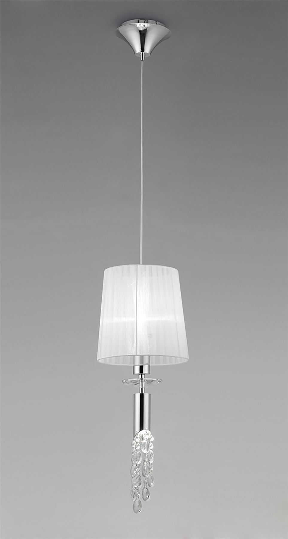 Mantra M3861 Tiffany Pendant 1+1 Light E27+G9, Polished Chrome with White Shade & Clear Crystal