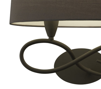 Mantra Lua Wall Light Switched 2 Light E27, Ash Grey with Ash Grey Shade