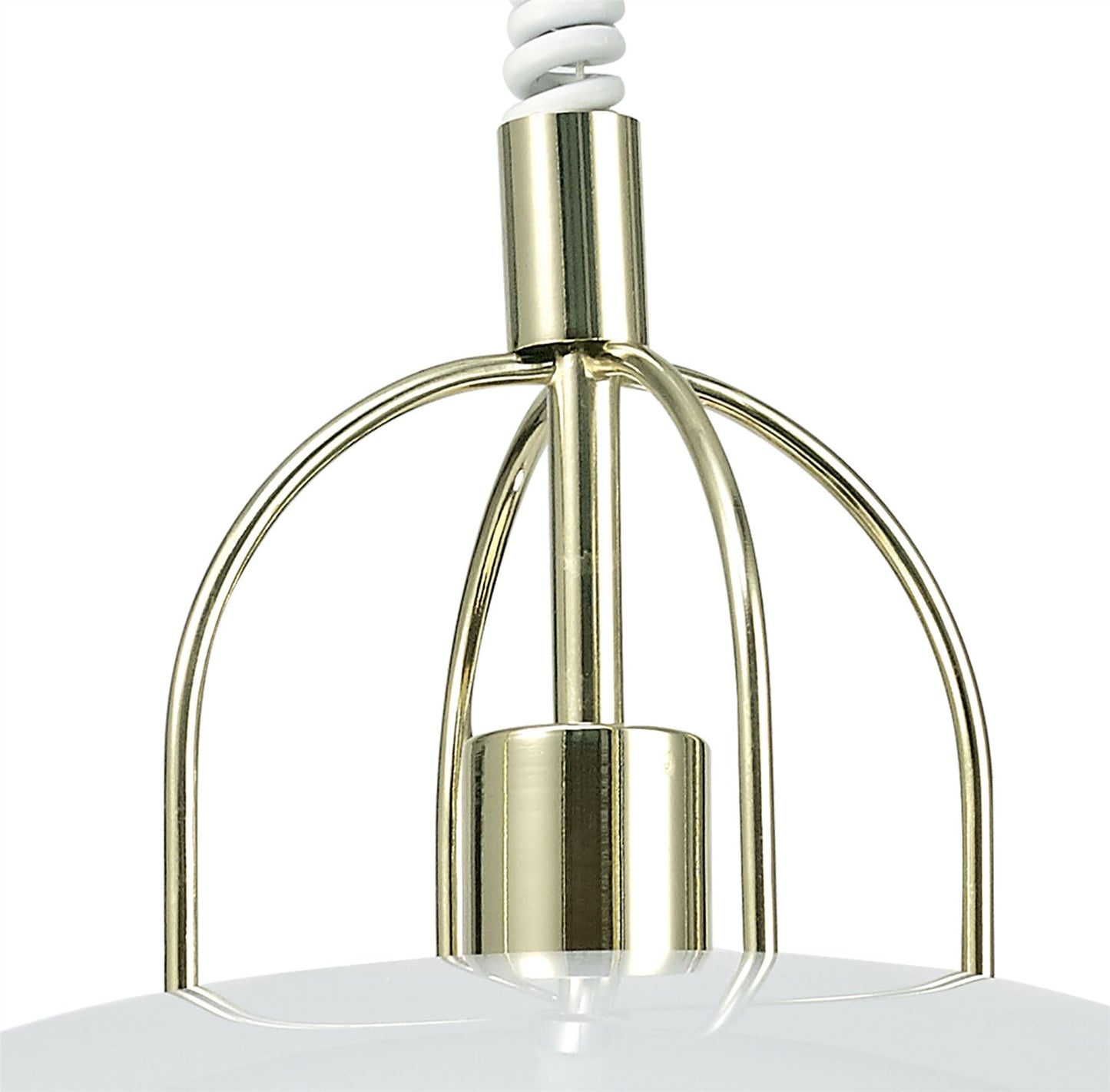 Deco Riva Rise & Fall Pendant 1 Light E27, Polished Brass/Opal White Glass Shade