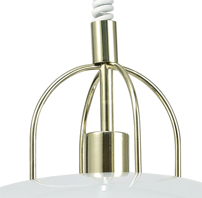 Deco Riva Rise & Fall Pendant 1 Light E27, Polished Brass/Opal White Glass Shade