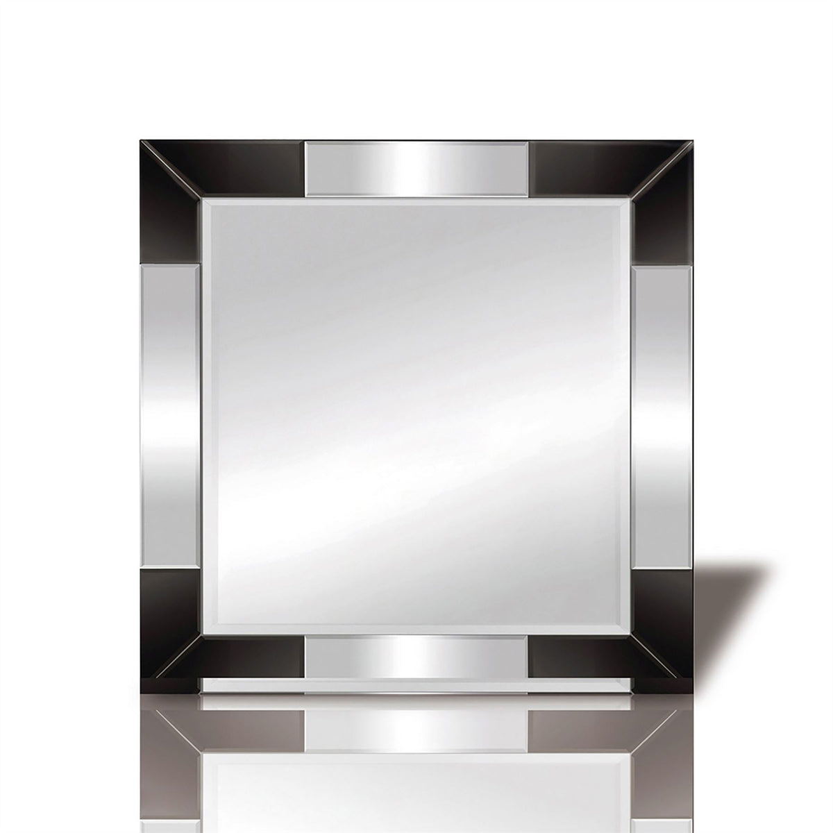 Diyas Home Emerson 60cm x 60cm Black Corner Detailed Mirror (Can Only Be Shipped On A Pallet, Additional Charges May Apply.) Mirrors
